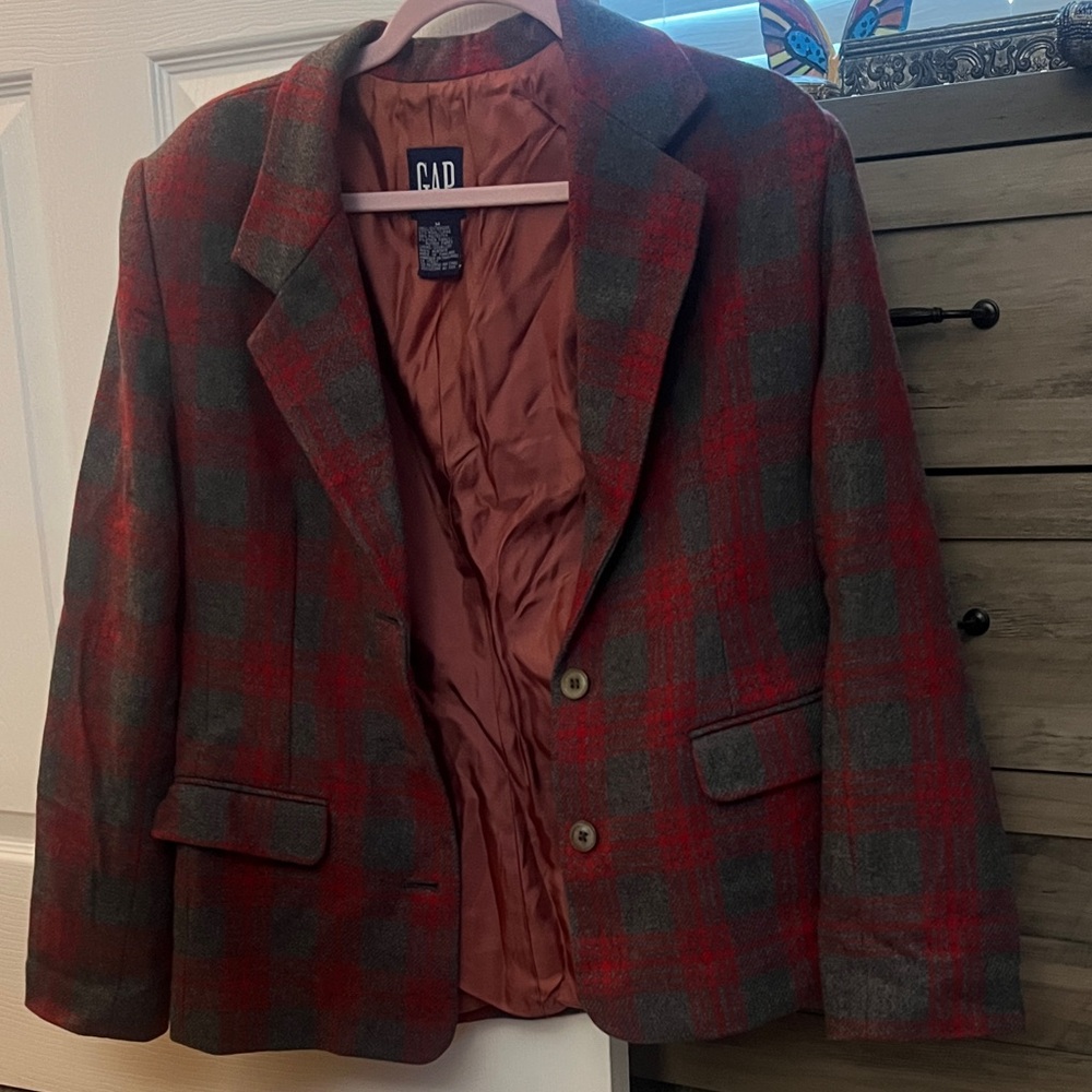GAP Red and Gray Plaid Women's Jacket